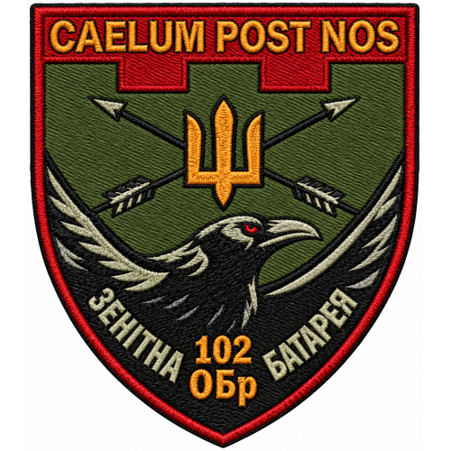 Abzeichen der Flugabwehrbatterie der 102. selbstständigen Brigade der Territorialverteidigungskräfte der Ukraine
